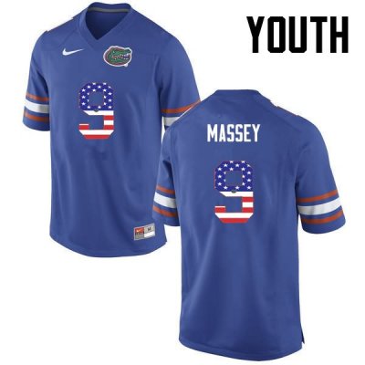 Youth Florida Gators #9 Dre Massey NCAA Nike Blue USA Flag Fashion Authentic Stitched College Football Jersey CZW2562GQ